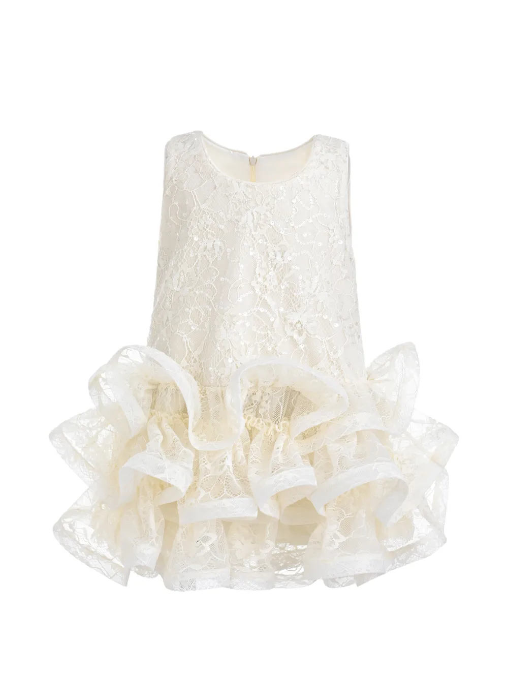 Tulleen Yelena lace ruffled dress - Tons neutres