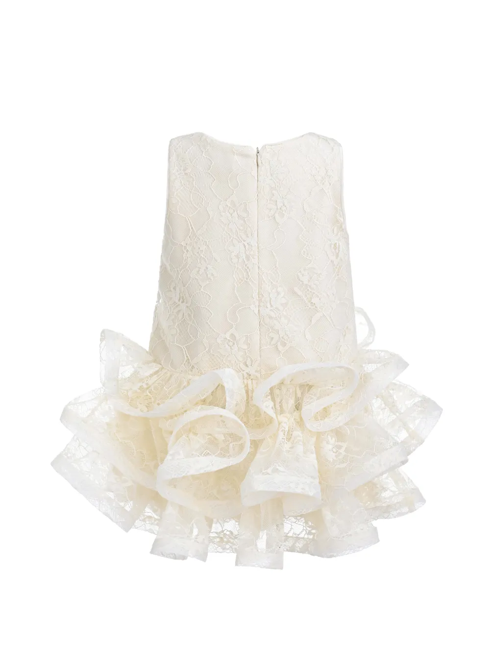 Tulleen Yelena jurk met ruches en kant Beige