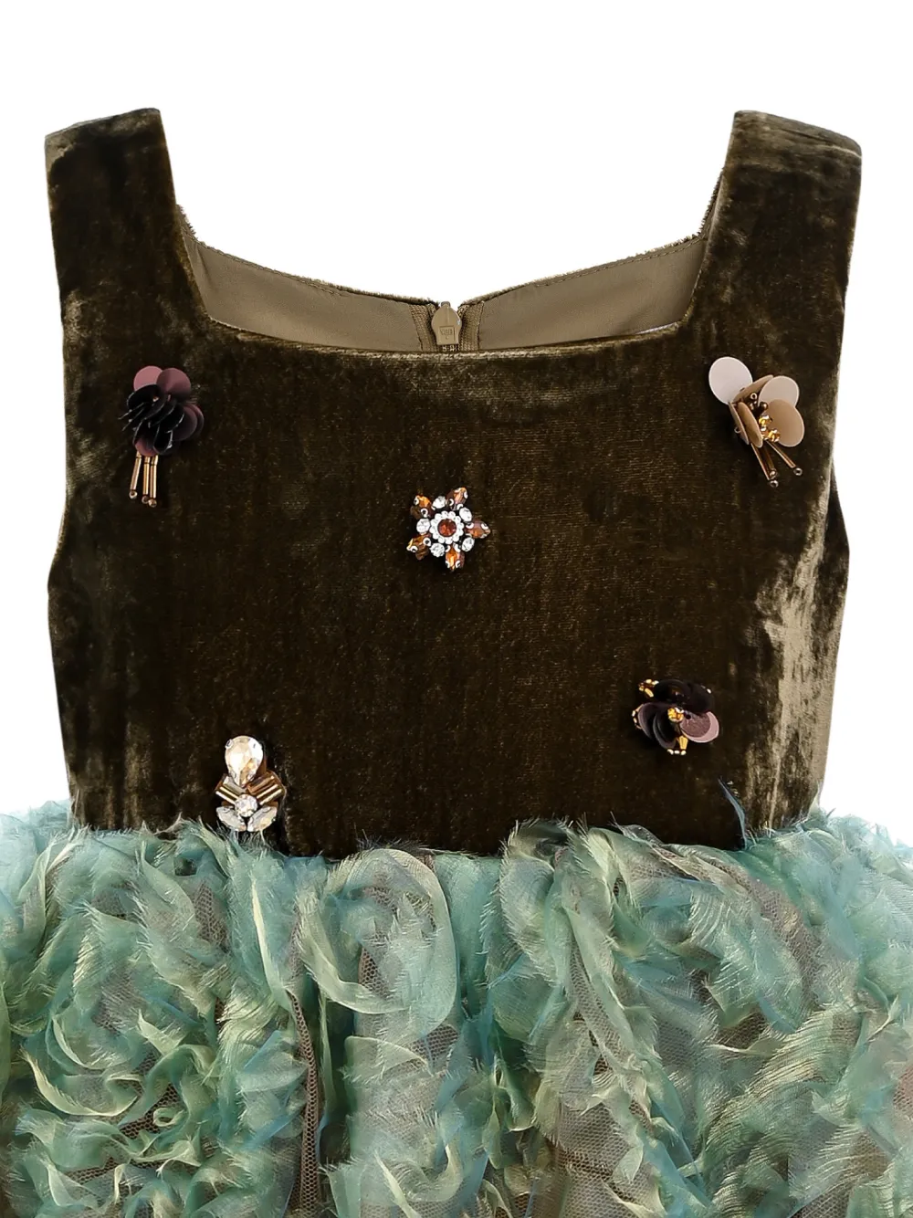 Tulleen Bellina jurk met textuur Groen