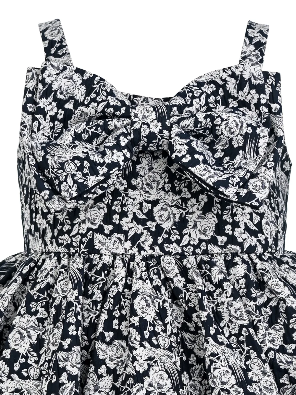 Tulleen Danica jurk met bloemen-print en strik aan de voorkant Blauw