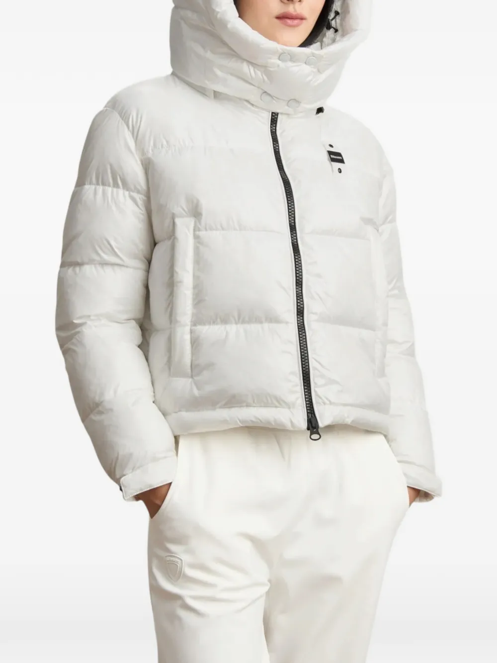 Blauer Gloria gewatteerd jack met capuchon Wit