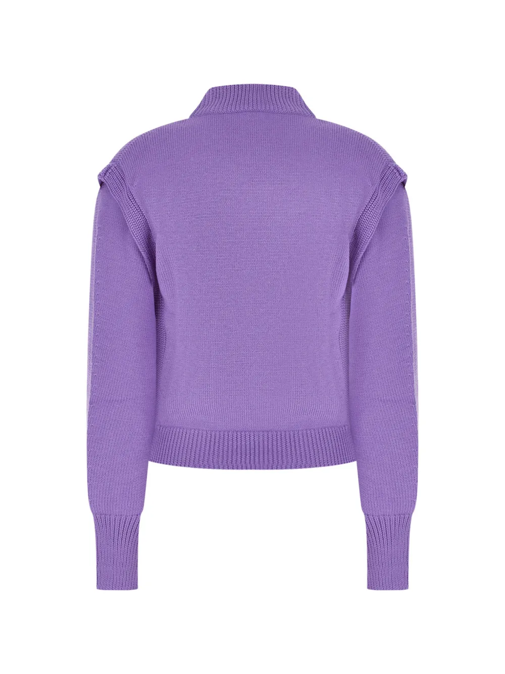 Alberta Ferretti Trui met hoge hals en ruches Paars