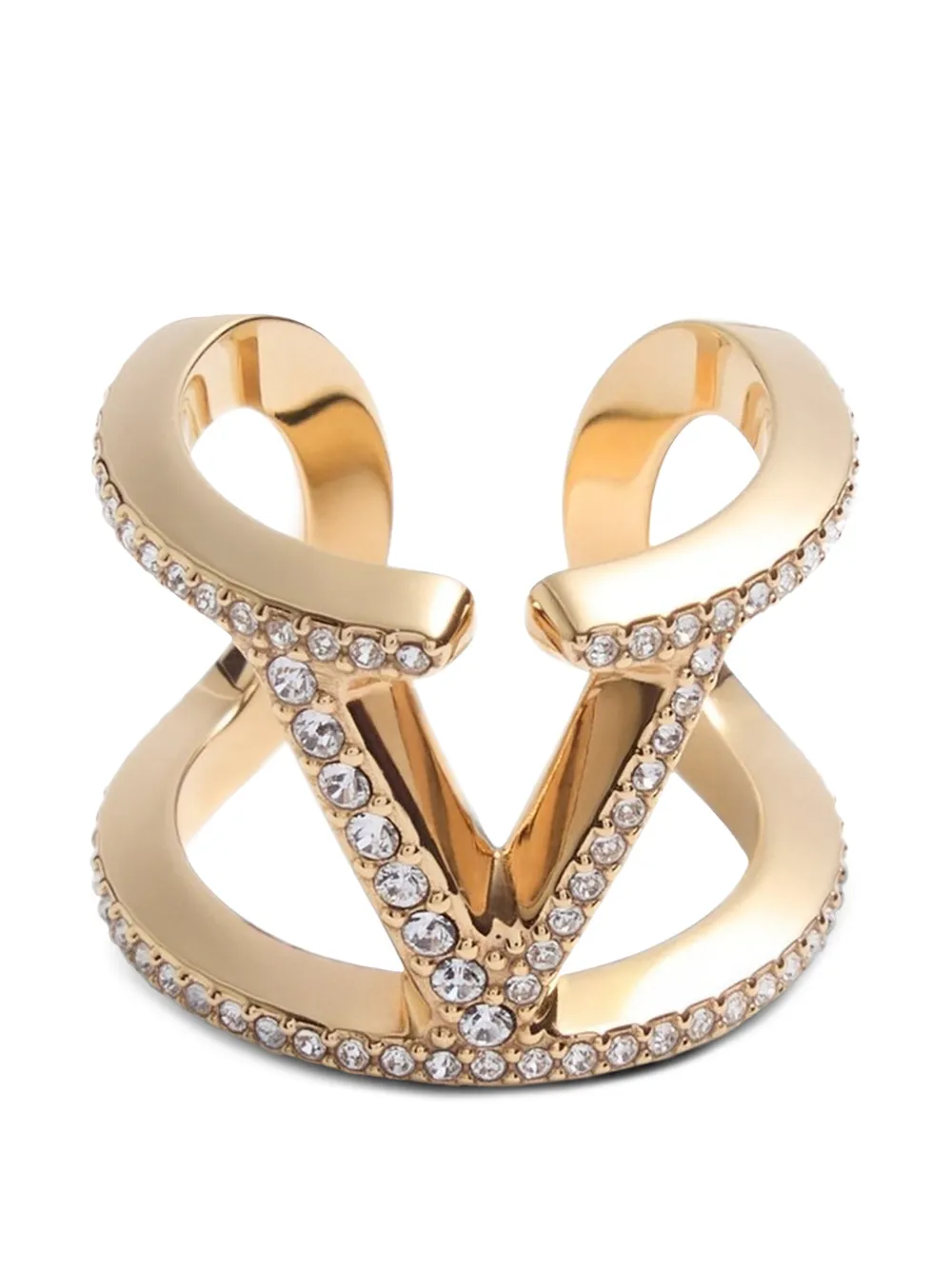 Valentino Garavani VLogo Signature rhinestone ring - Oro