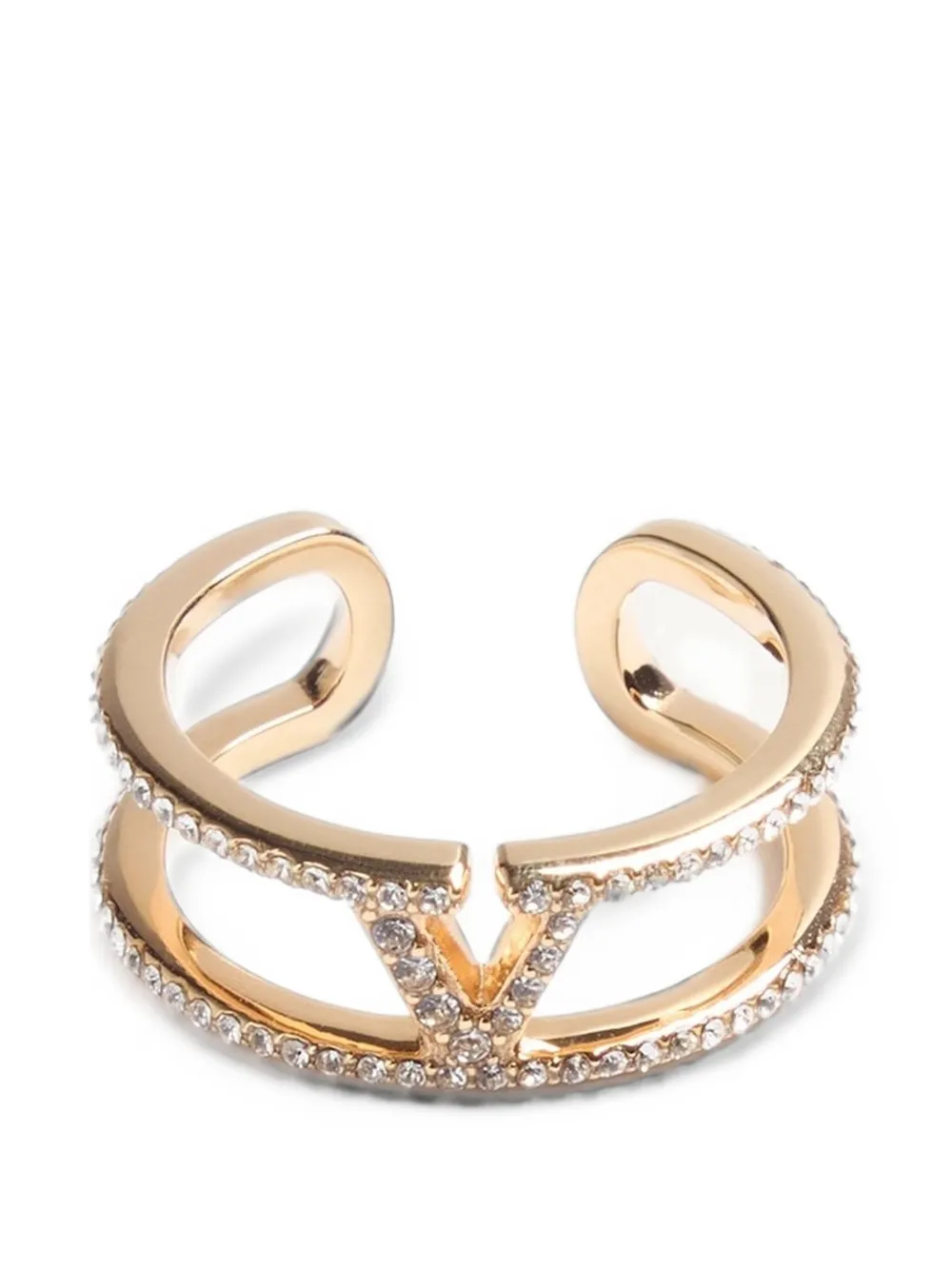 Valentino Garavani Anello Vlogo Signature in metallo con strass e cristalli Swarovski® - Oro