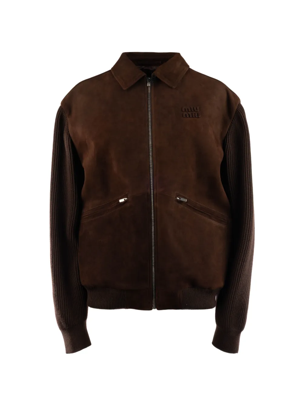 Miu Miu waxed suede blouson jacket - Braun