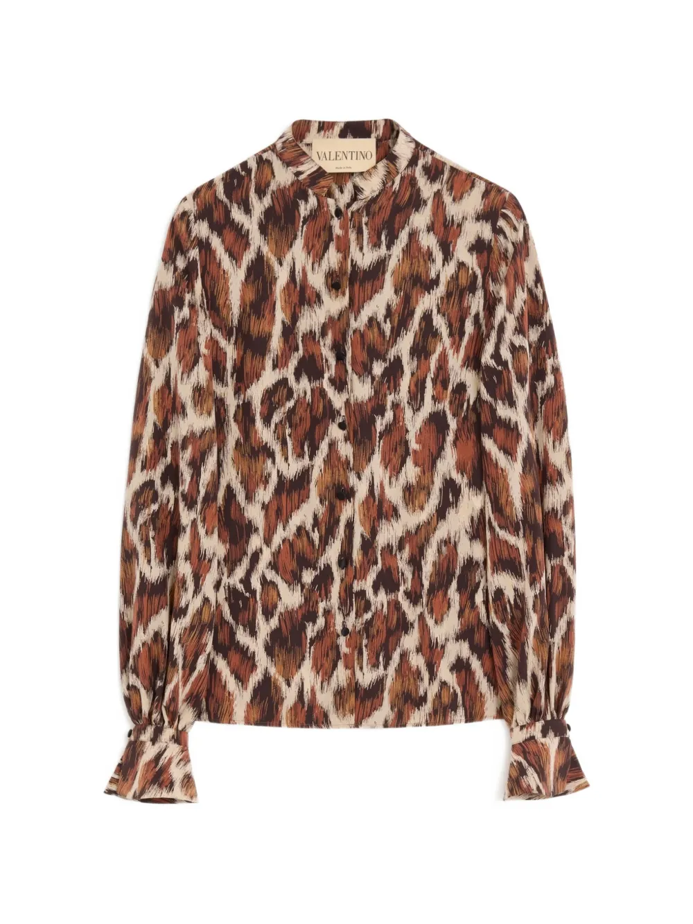 Valentino Garavani silk shirt with animalier print Bruin