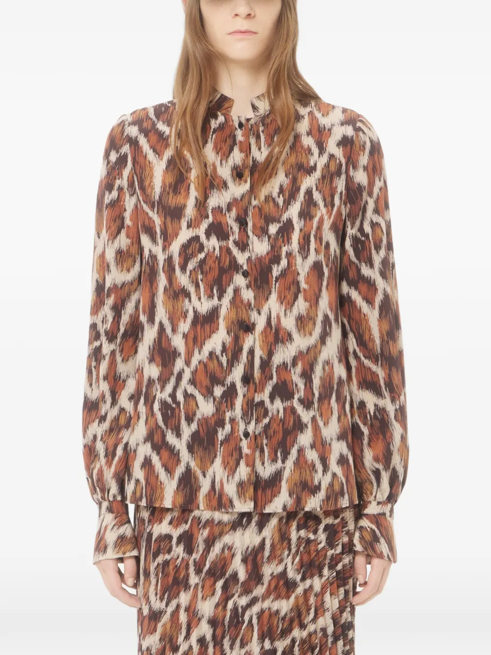 Valentino Garavani silk shirt with animalier print Bruin