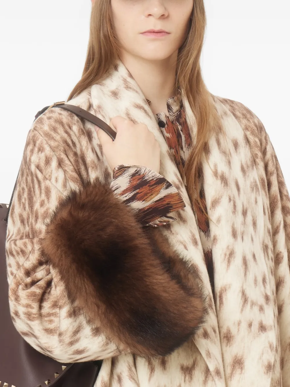 Valentino Garavani silk shirt with animalier print Bruin