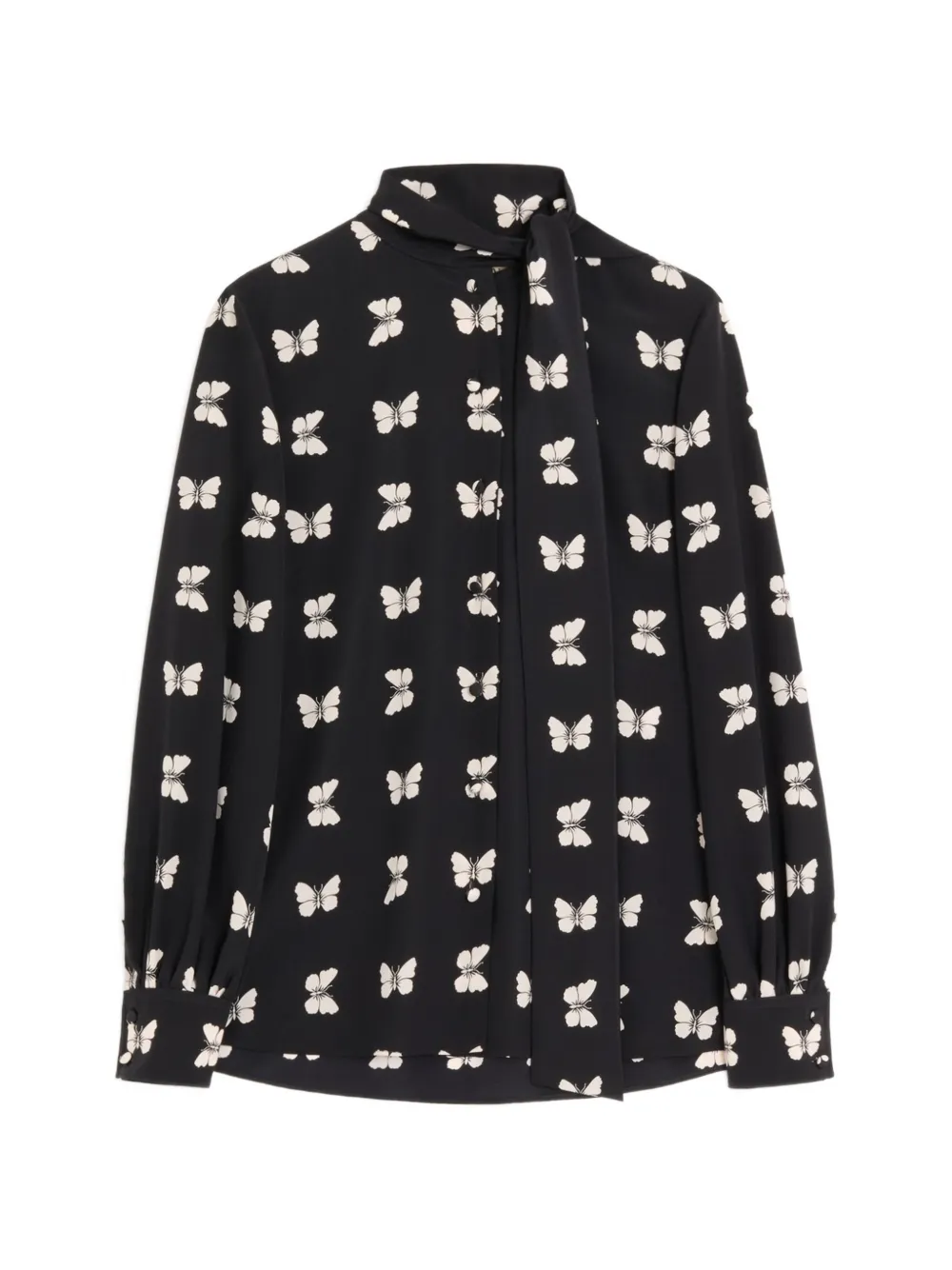 Valentino Garavani Crêpe de Chine blouse met Butterflow-print Zwart