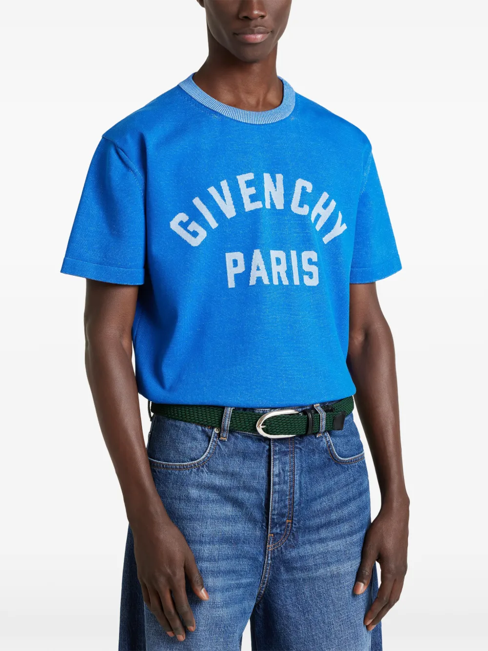 Givenchy Gebreid T-shirt met Paris-jacquard Blauw