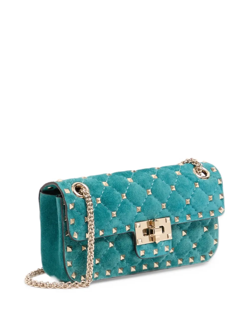 Valentino Garavani Rockstud Spike small shoulder bag in suede Blauw