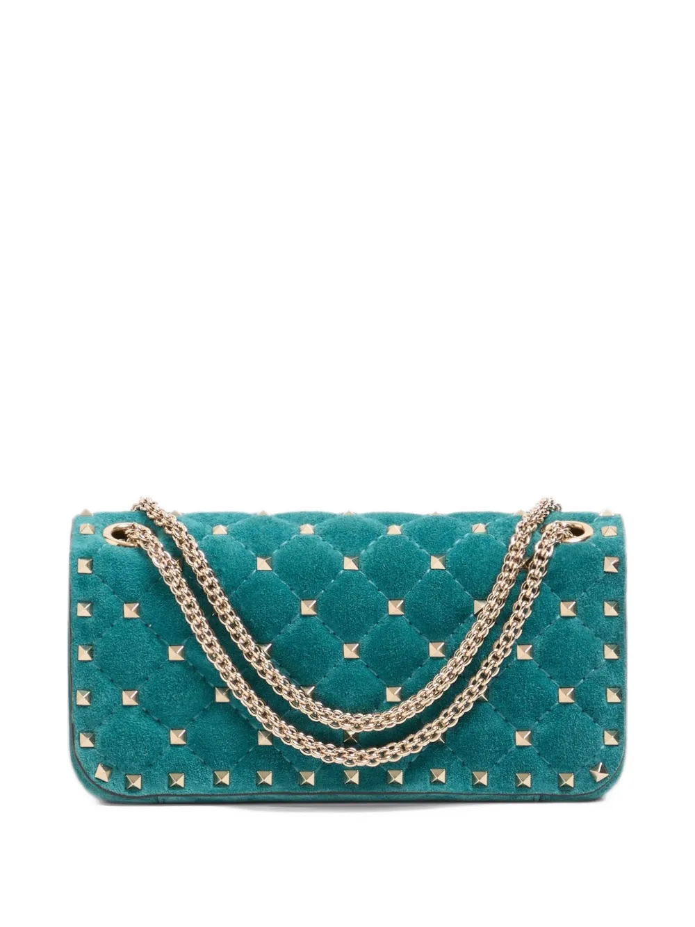 Valentino Garavani Rockstud Spike small shoulder bag in suede Blauw