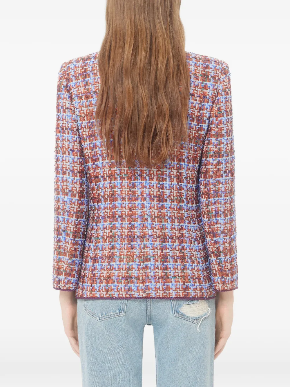 Valentino Garavani frayed double-breasted blazer Blauw