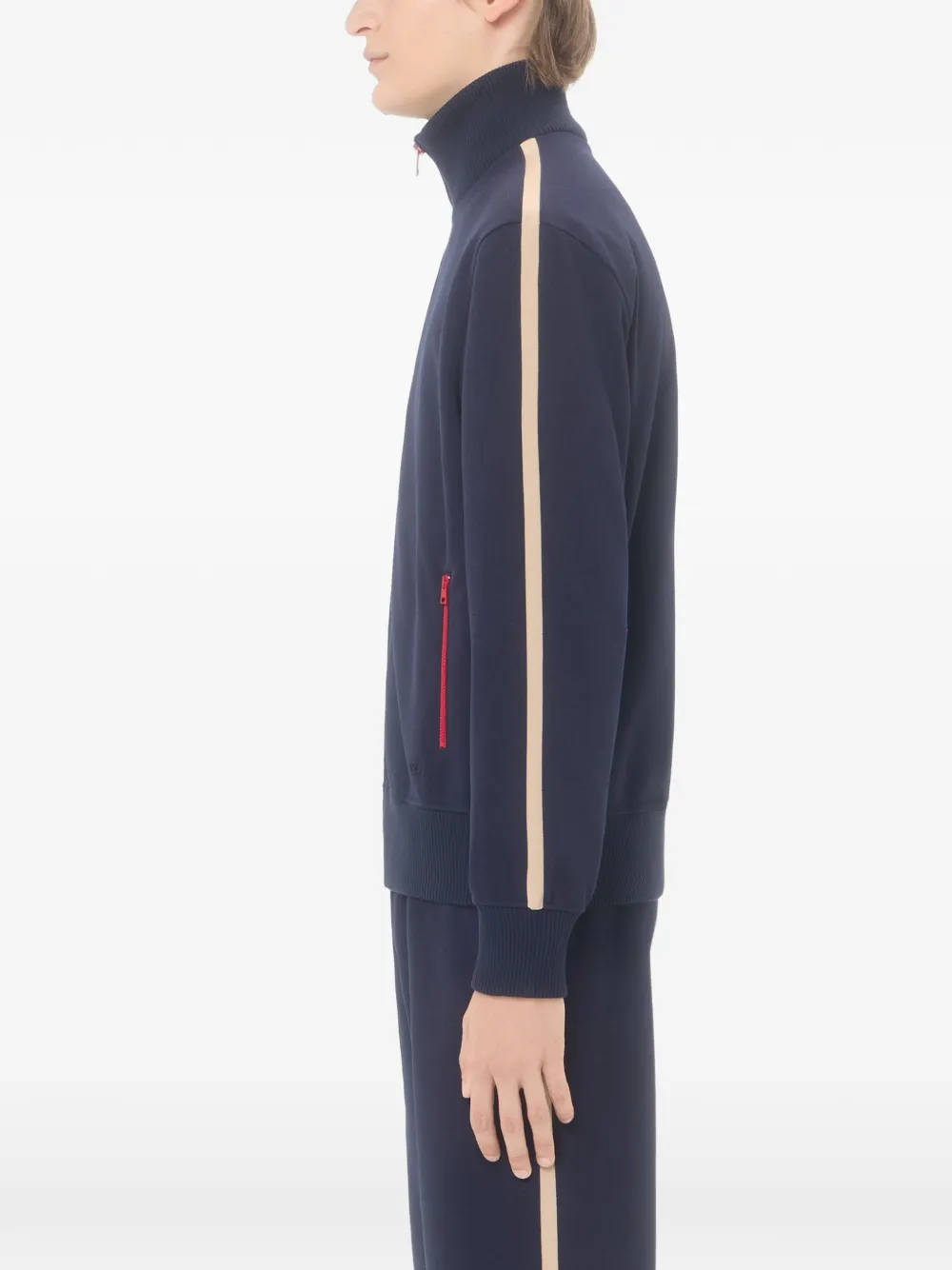 Valentino Garavani Sweater van acetaat met VLogo Signature-borduurwerk en contrasterende rits Blauw