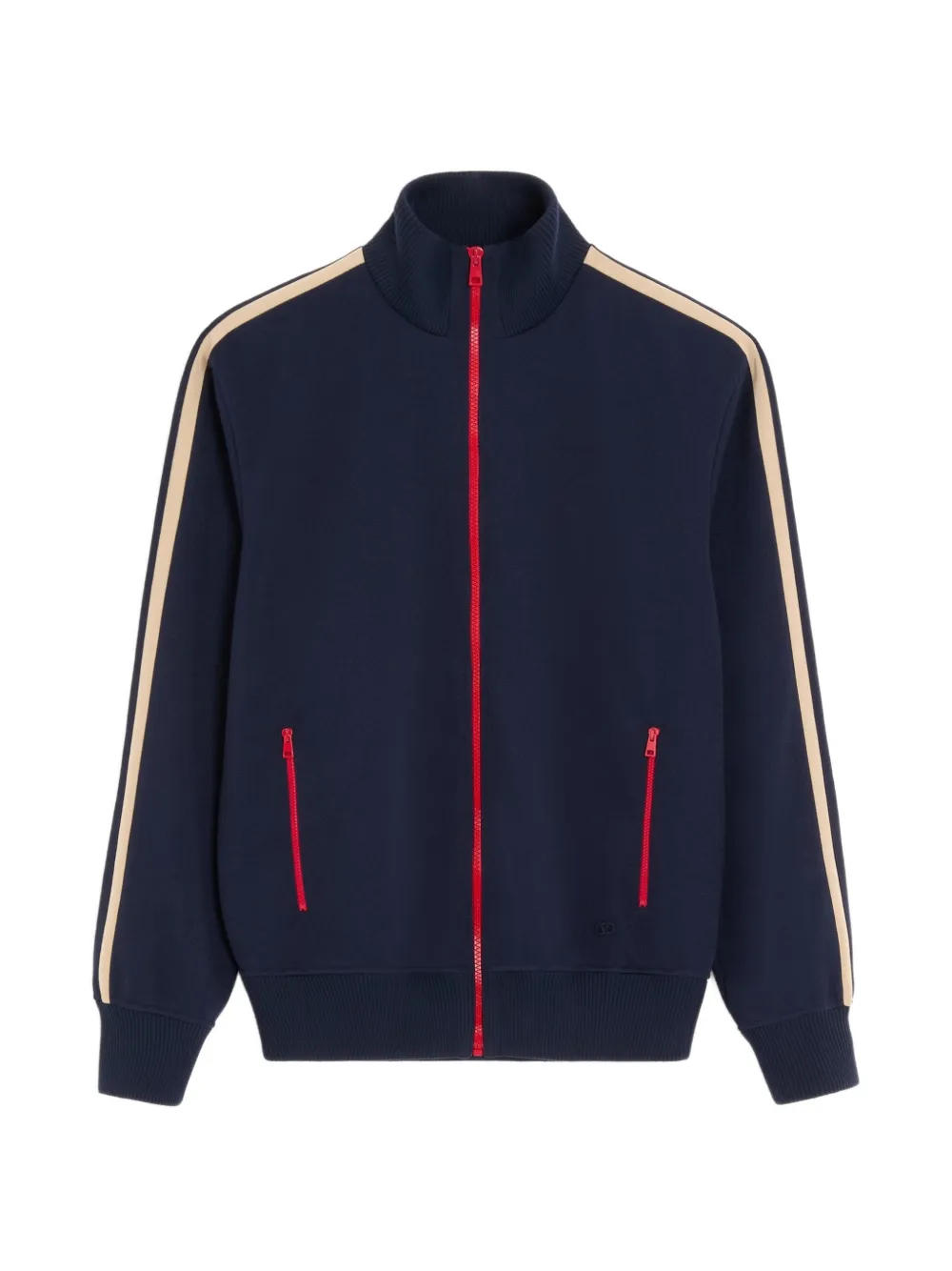 Valentino Garavani Sweater van acetaat met VLogo Signature-borduurwerk en contrasterende rits Blauw