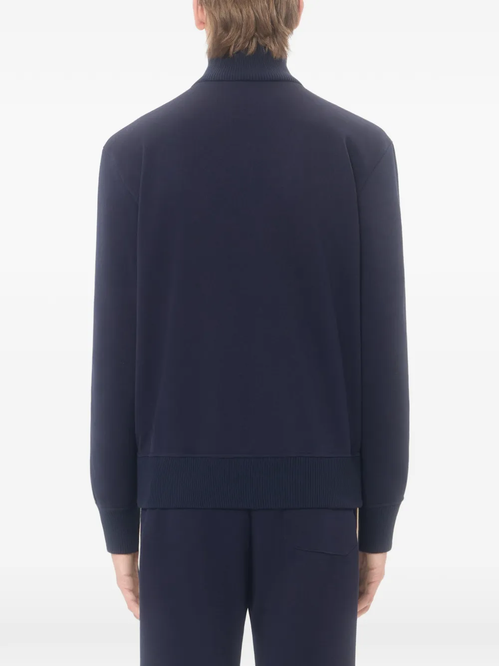 Valentino Garavani Sweater van acetaat met VLogo Signature-borduurwerk en contrasterende rits Blauw