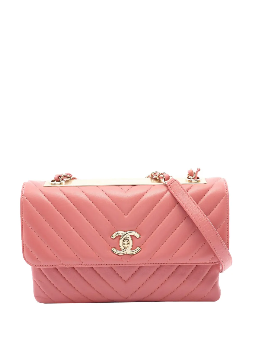 CHANEL Pre-Owned 2019 Chevron Lambskin Trendy CC Flap shoulder bag - Rosa