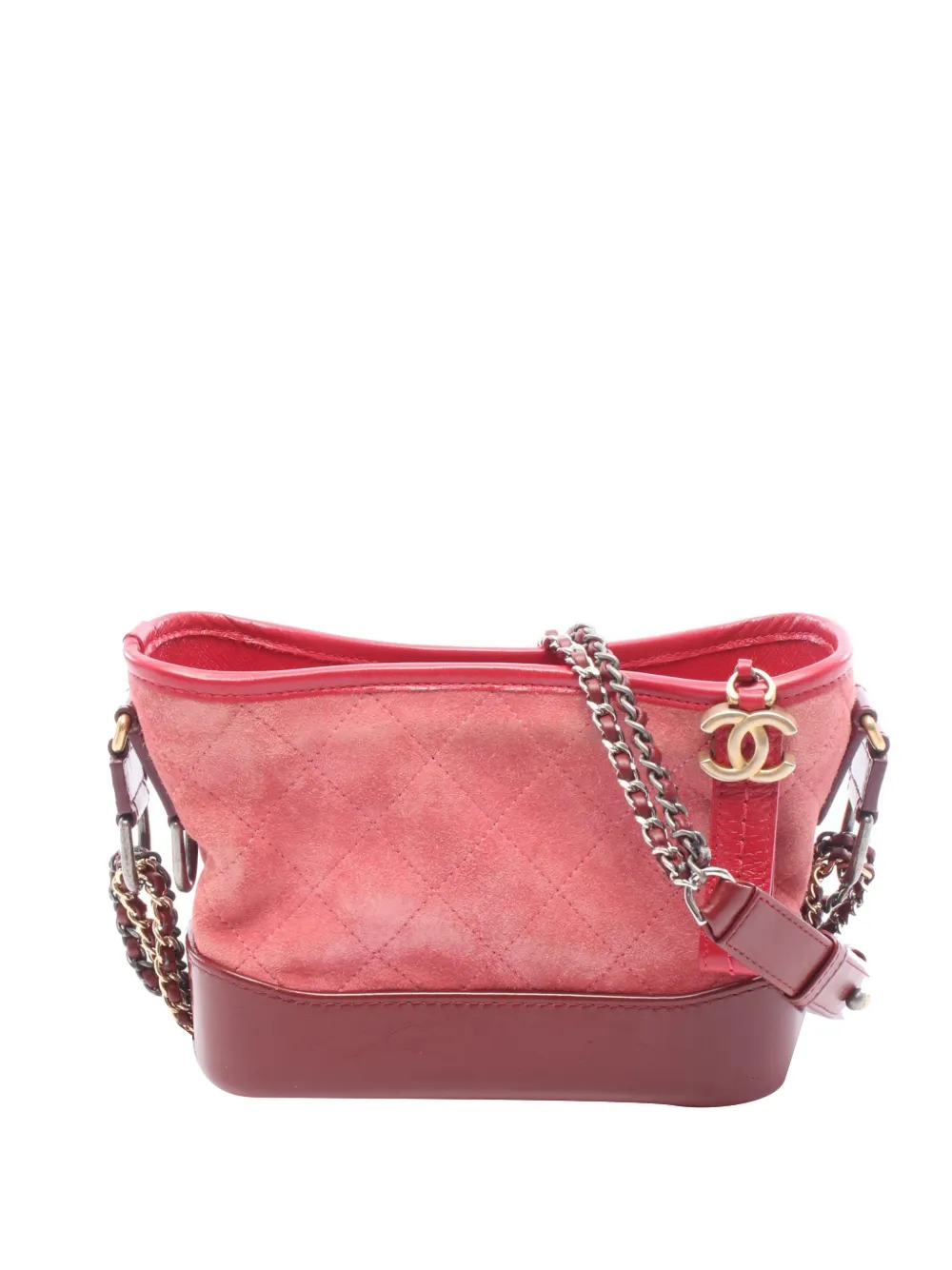 CHANEL Pre-Owned 2017-2018 Small Quilted Suede Gabrielle Hobo crossbody bag - Rosso