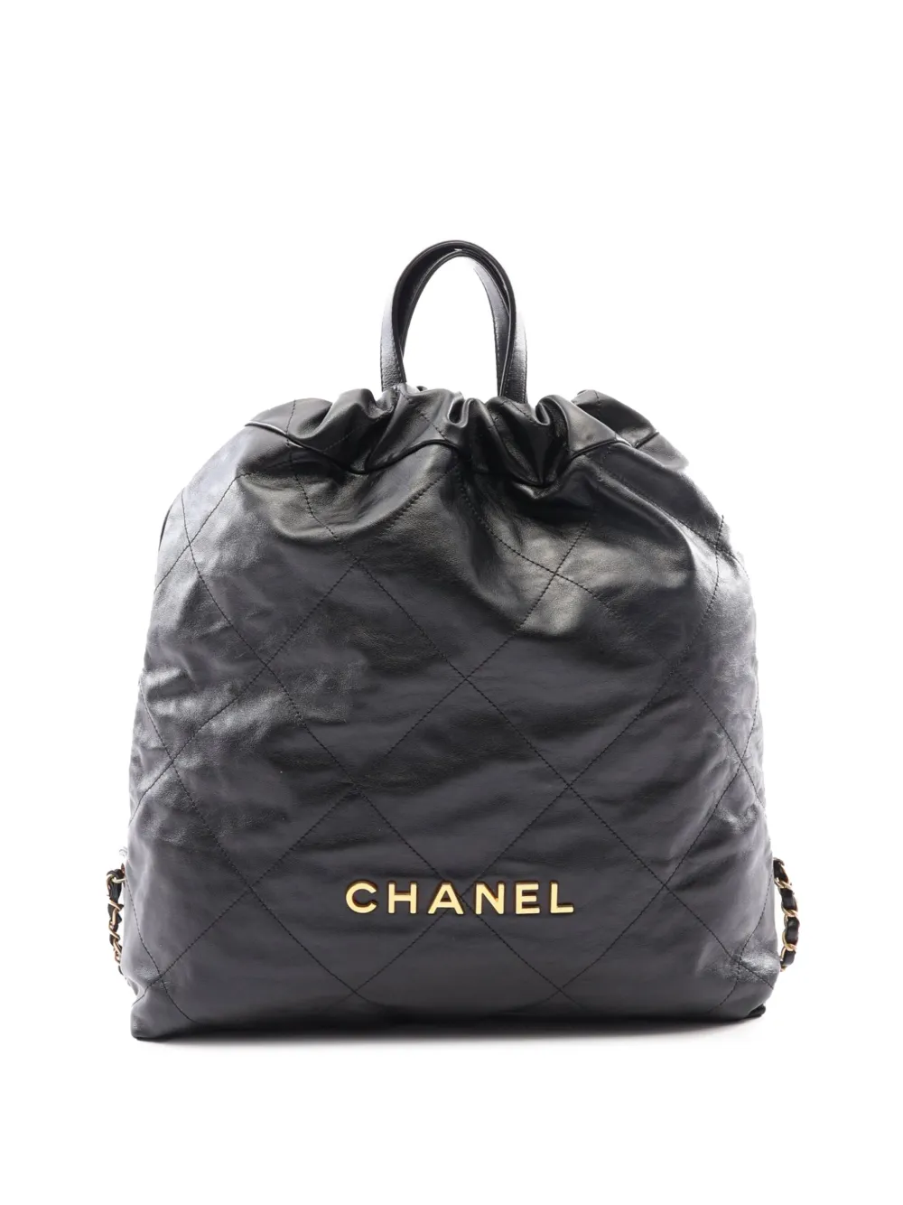 CHANEL Pre-Owned 2021-2026 Large Quilted Shiny Calfskin 22 backpack - Nero