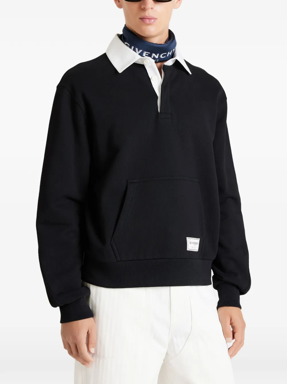 Givenchy Couture Seam fleece polosweater Zwart