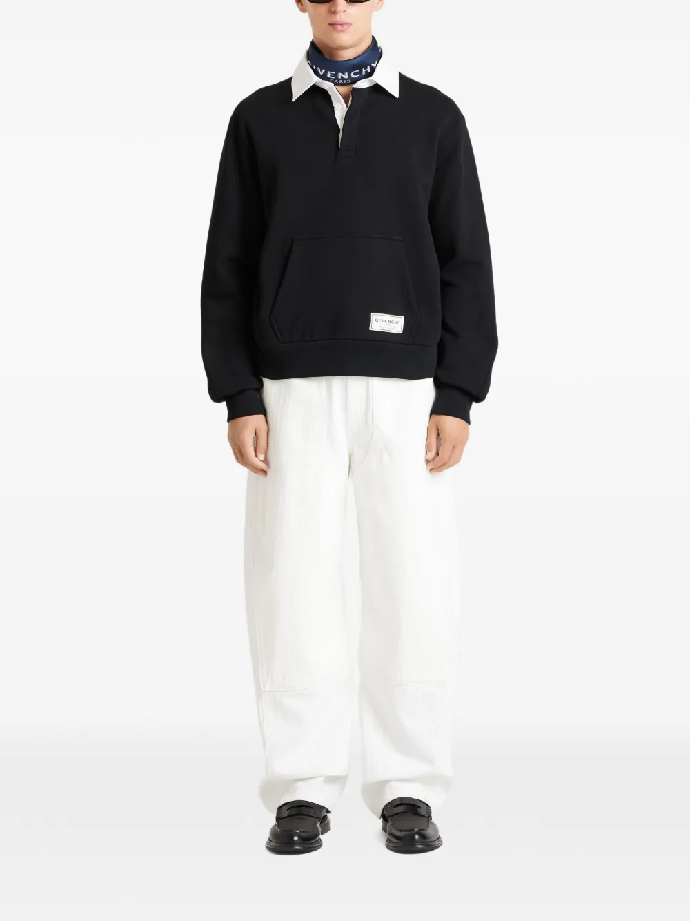 Givenchy Couture Seam fleece polosweater Zwart
