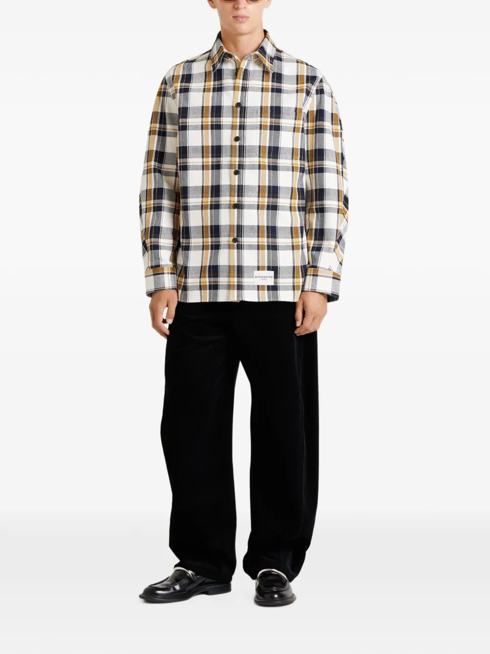 Givenchy Couture Seam geruit katoenen shirtjack Beige