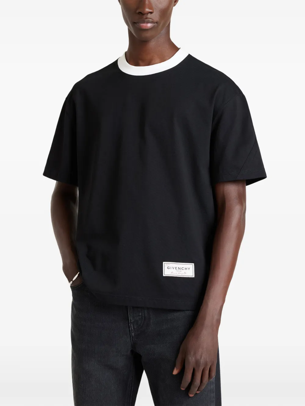Givenchy Couture Seam katoenen T-shirt Zwart