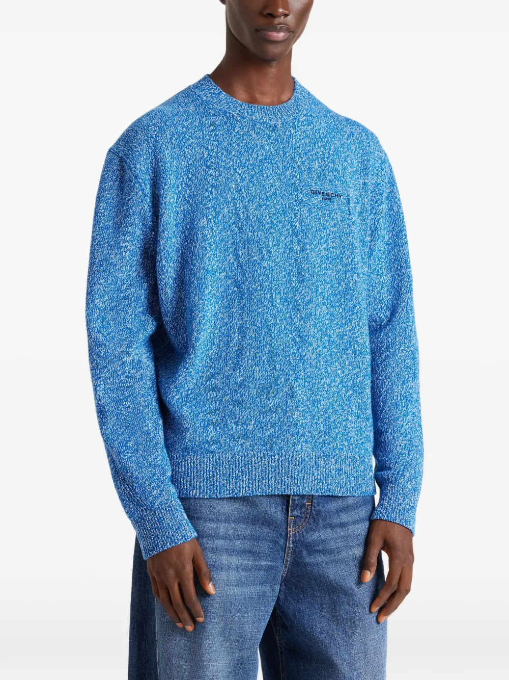Givenchy Couture Seam trui van mouliné wol en kasjmier Blauw