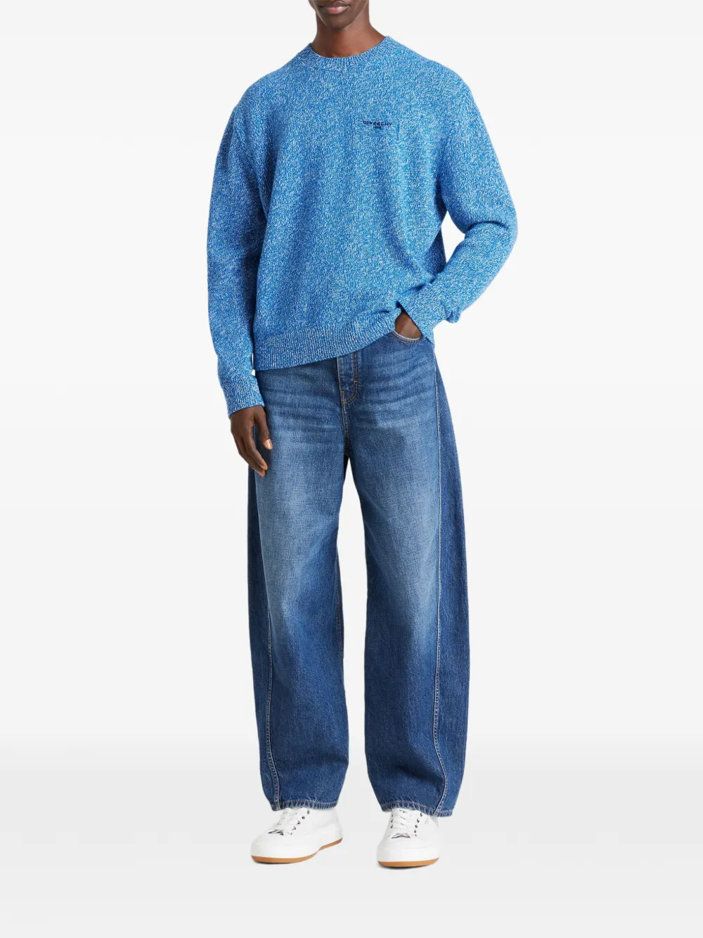 Givenchy Couture Seam trui van mouliné wol en kasjmier Blauw
