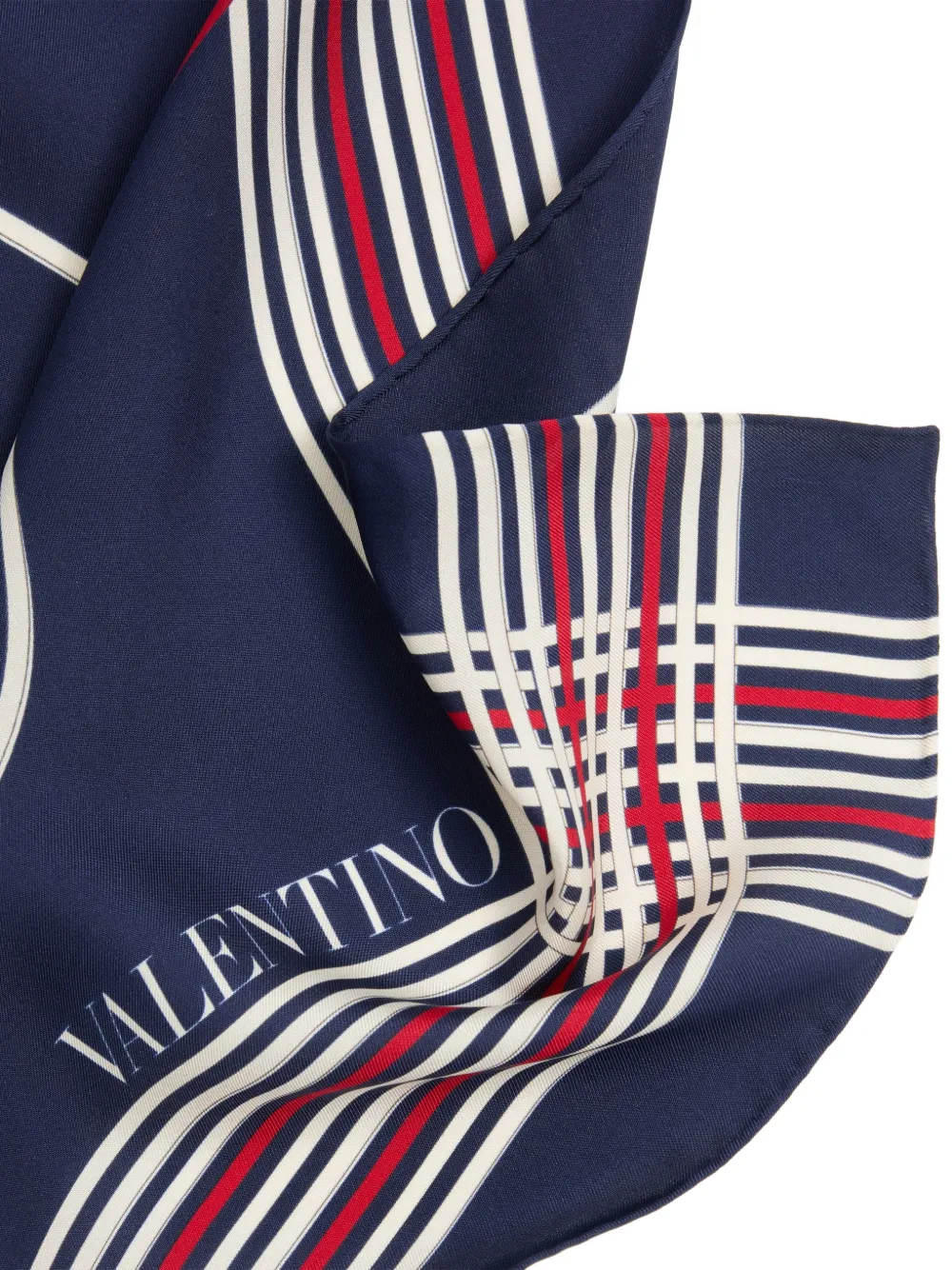 Valentino Garavani Le Fou de l'Archive silk scarf from the archive Blauw