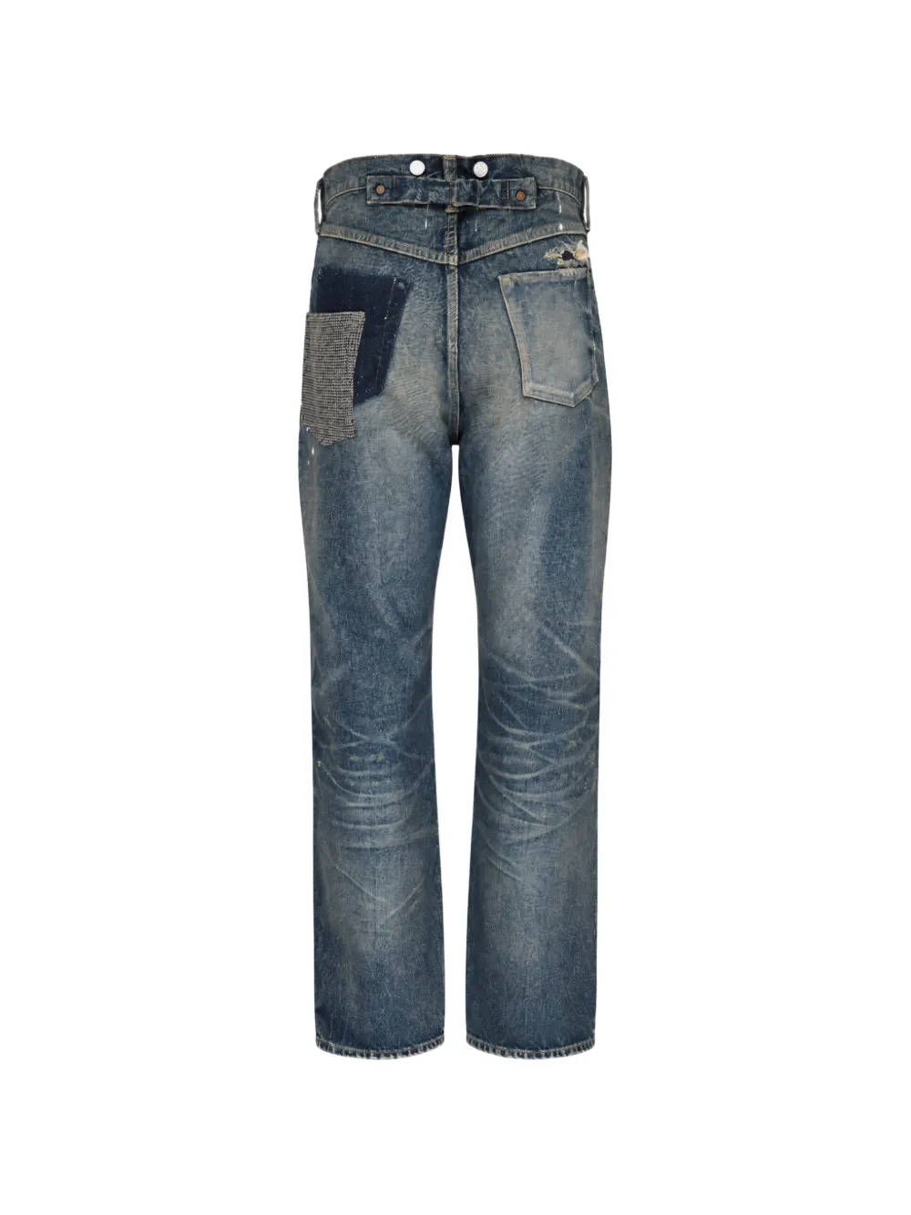 Junya Watanabe MAN patchwork distressed jeans Blauw