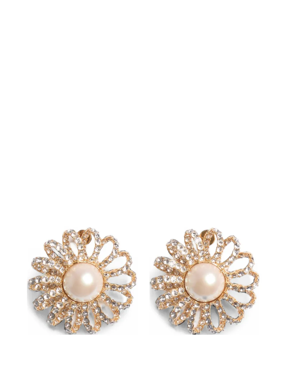 Valentino Garavani Sans Fin Earrings In Metal, Pearls And Crystals In Gold