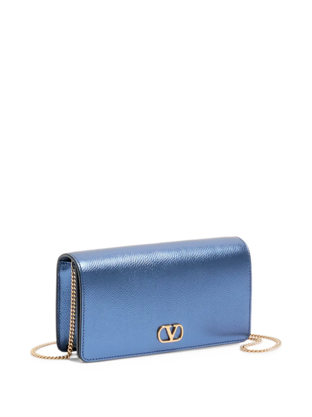 Valentino Garavani VLogo Signature mini shoulder bag in grainy calfskin Blauw