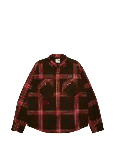 AAPE BY *A BATHING APE® Moonface-patch plaid-check shirt