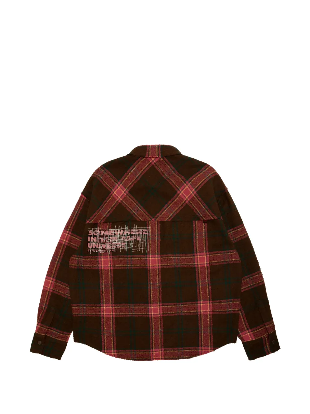 AAPE BY *A BATHING APE Moonface-patch plaid-check shirt Rood