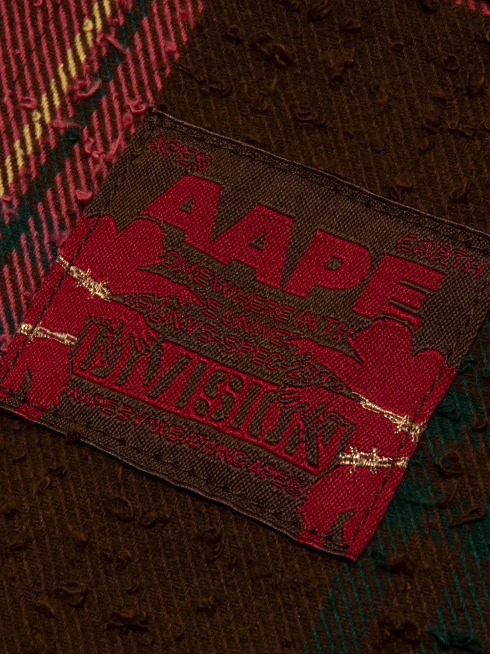 AAPE BY *A BATHING APE Moonface-patch plaid-check shirt Rood
