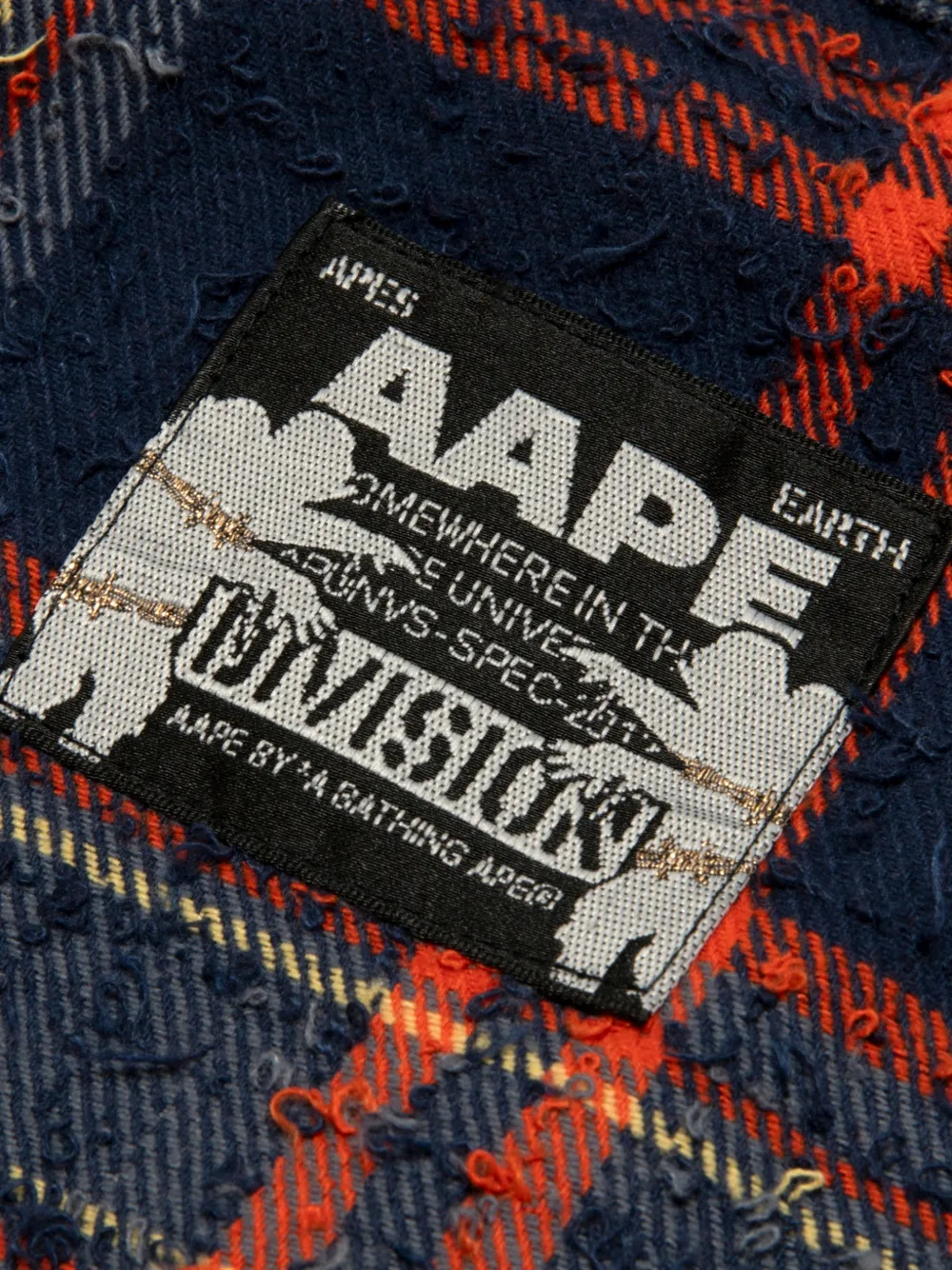 AAPE BY *A BATHING APE check-print logo-patch shirt Blauw