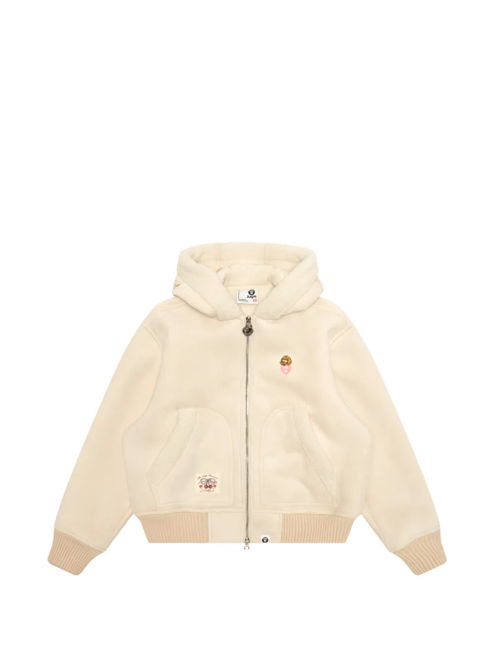 AAPE BY *A BATHING APE embroidered-logo hooded jacket Beige