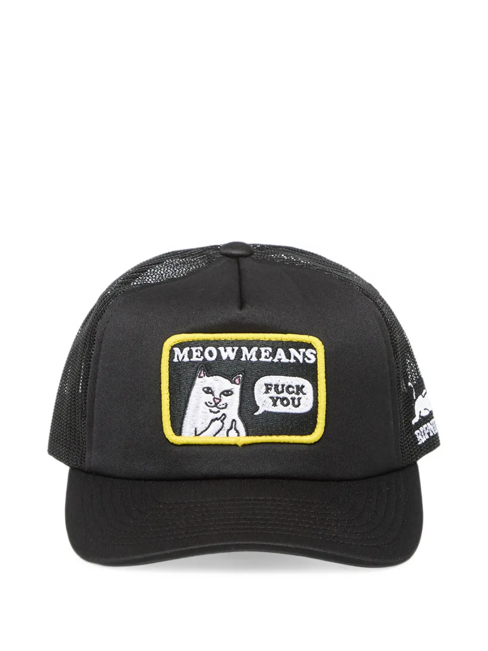 Ripndip Meow Meow Logo-patch Mesh-panel Trucker Hat In Black