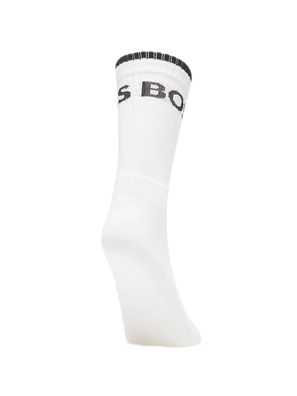 HUGO Zes paar geribbelde sokken met logo-print Wit