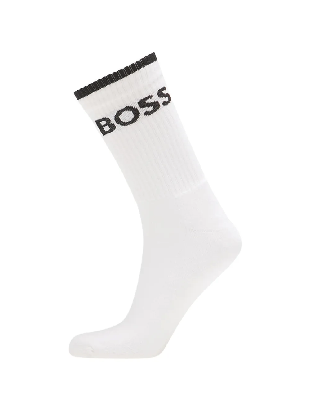 HUGO Zes paar geribbelde sokken met logo-print Wit