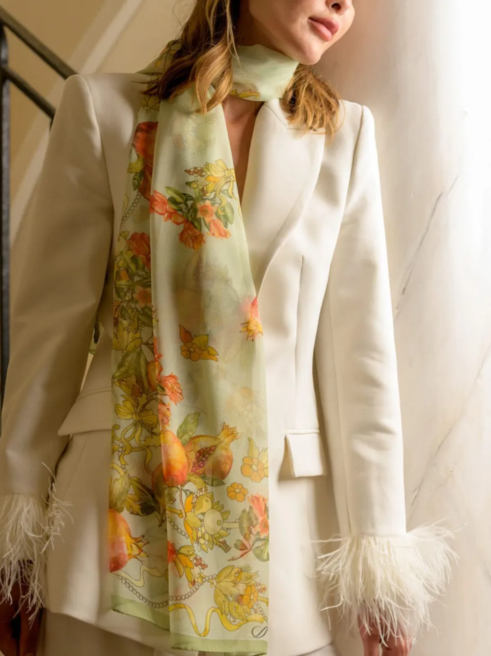 Elizabetta Persephone sjaal met granaatappel-print Groen
