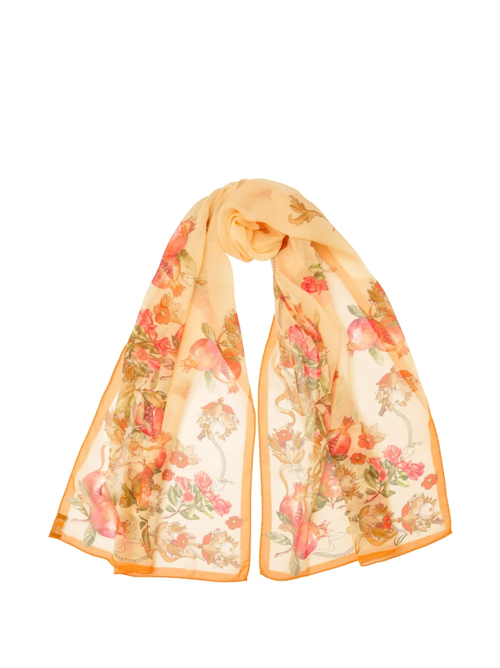 Elizabetta Persephone pomegranate-print scarf - Orange