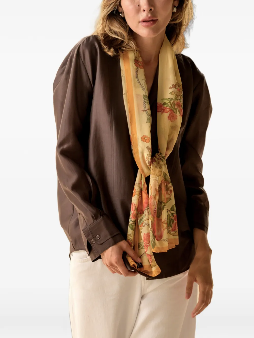 Elizabetta Persephone sjaal met granaatappel-print Oranje