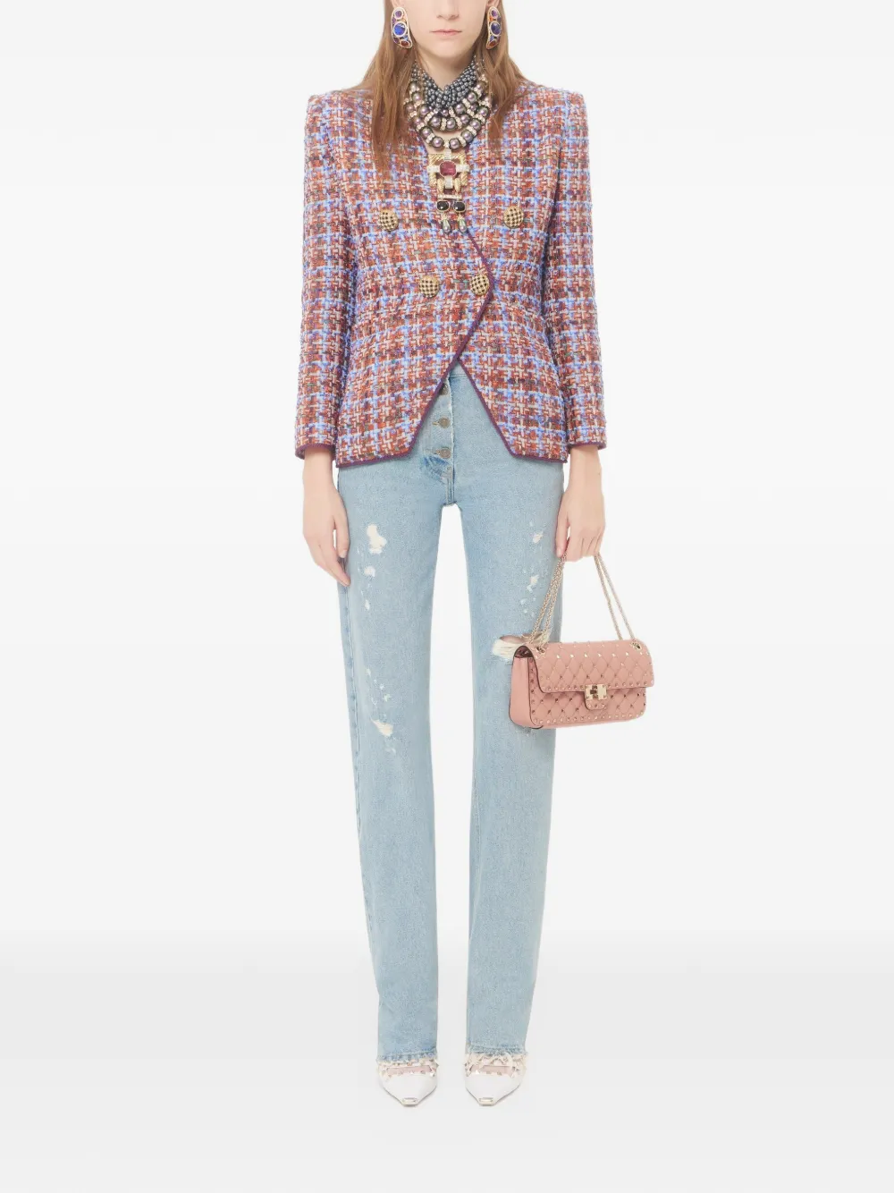 Valentino Garavani Rockstud Spike medium shoulder bag in kidskin Roze