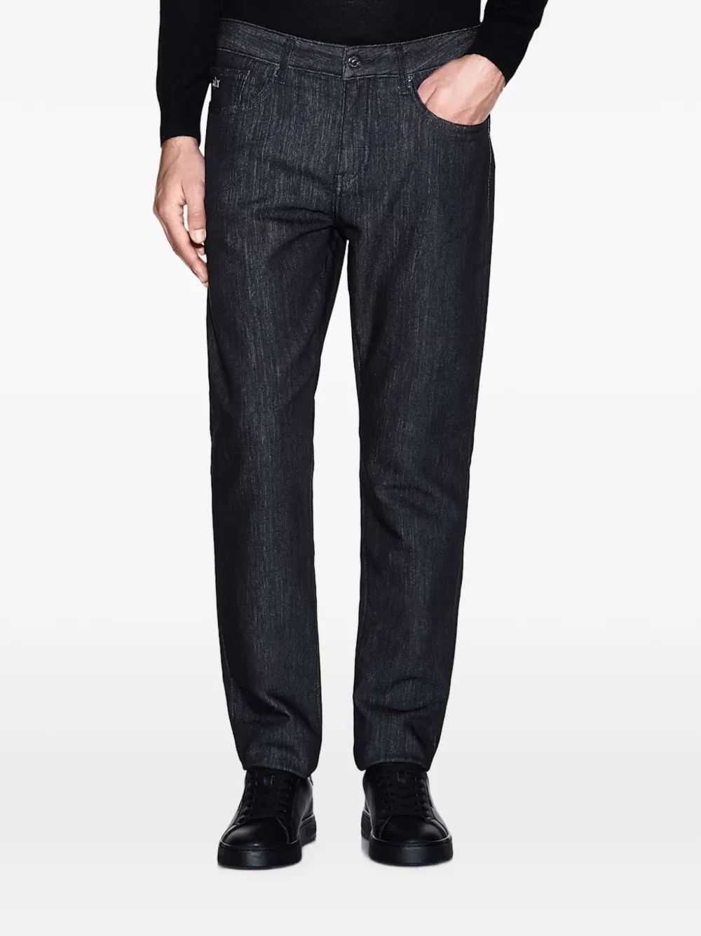 Armani Exchange Jeans met geborduurd logo Zwart