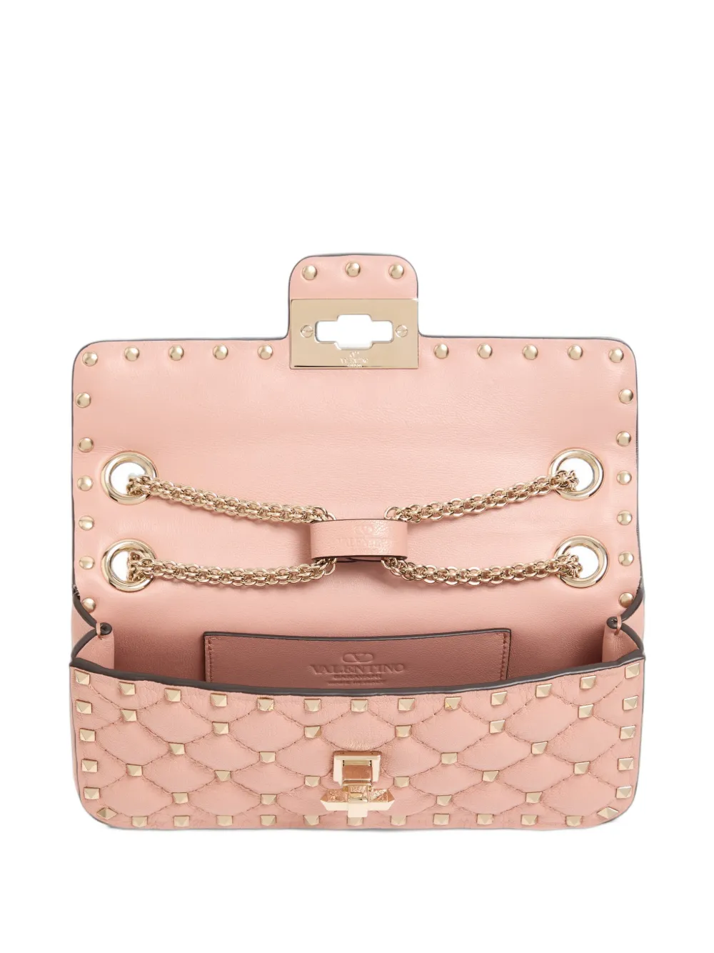 Valentino Garavani Rockstud Spike small shoulder bag in kidskin Roze
