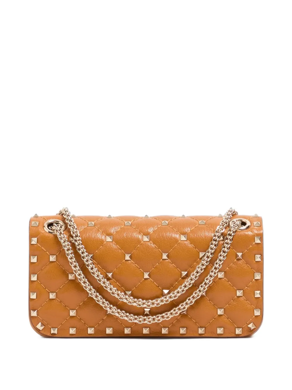 Valentino Garavani Rockstud Spike small shoulder bag in kidskin Bruin