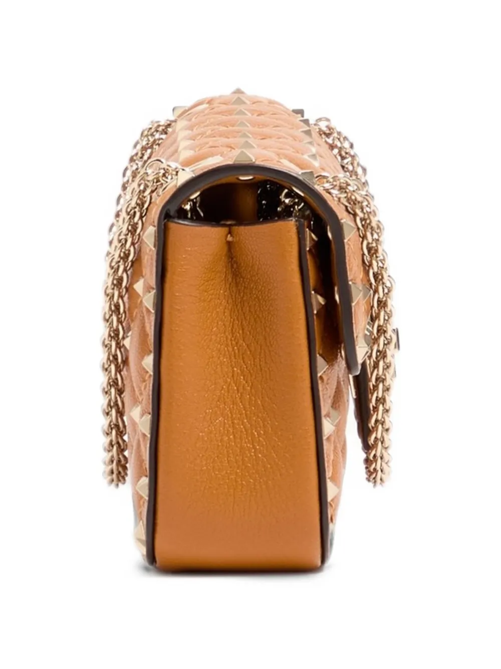Valentino Garavani Rockstud Spike small shoulder bag in kidskin Bruin