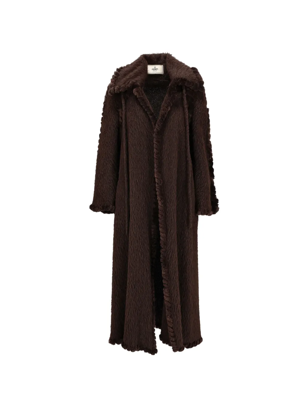 Fendi Pre-Owned shaggy-texture braided-trim coat - Braun